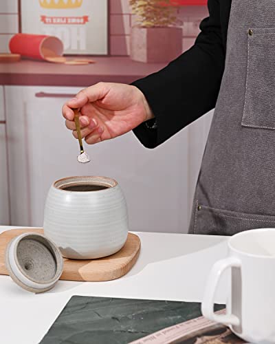 Kitchen Canisters Ceramic Storage Jar with Silicone Airtight Lid White