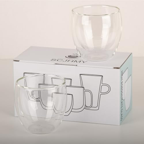 5.5oz Glass Coffee Mugs Set of 2