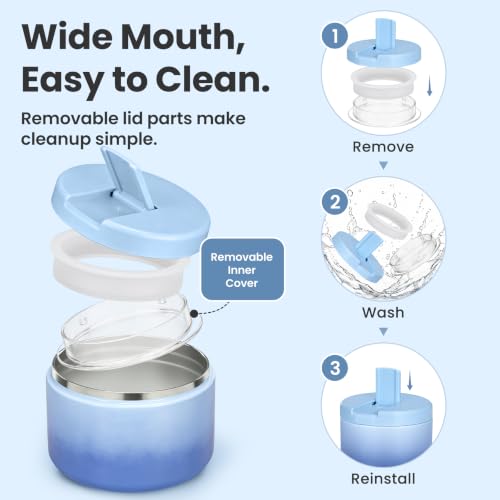 12oz Insulated Vacuum Food Jar with Buckle Lid Wide Mouth Soup Thermo for Hot Food Kids Leakproof Stainless Steel Lunch Container