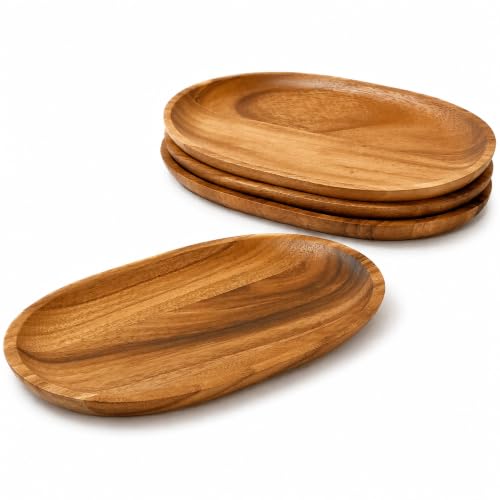 Woodard & Charles Acacia Wood Oval Serving Trays (4 Count)