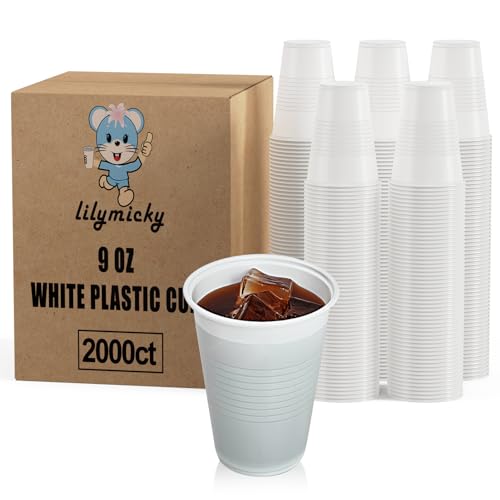 2000 Pack 9 oz White Plastic Cups (2000 Count)