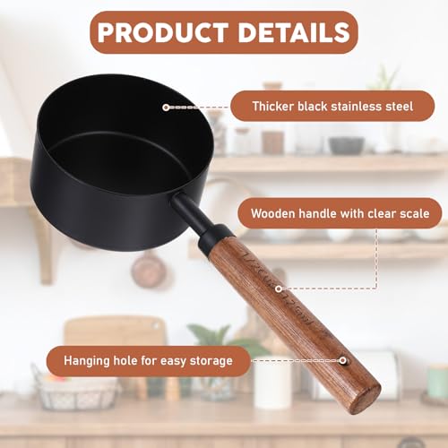 Stainless Steel Measuring Cups Set and Measuring Spoons Wooden Handle Metal Measure Cups and Spoons for Cooking and Baking