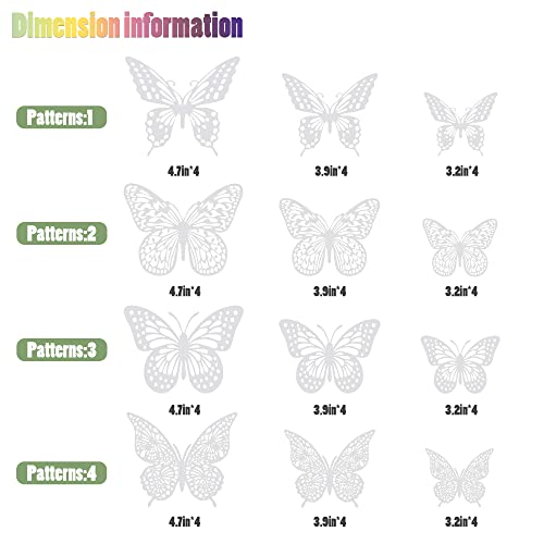 3D Butterfly Wall Decor 48 Pcs Pearl White Butterfly Decorations (48 Count)