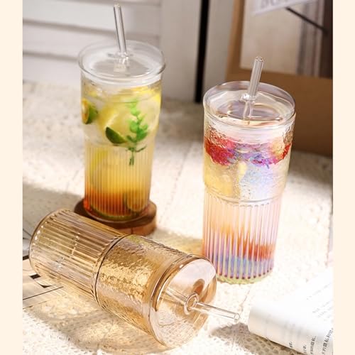 Glass Cups with Lids and Straws (2 Count)