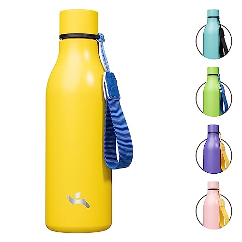 18 oz Insulated Stainless Steel Metal Water Bottle with Strap