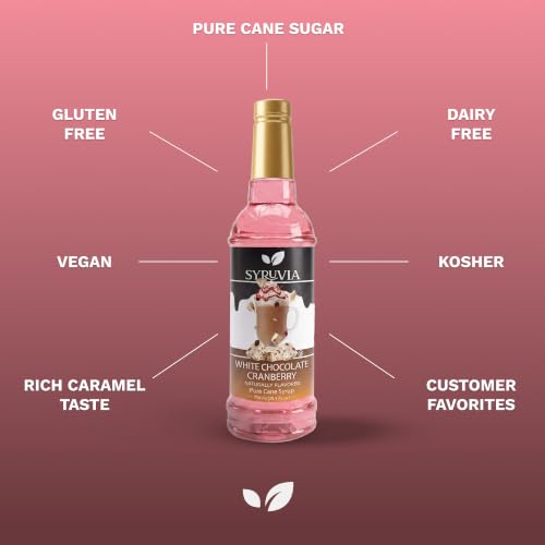 Coffee Syrup White Chocolate Cranberry Flavored Syrup for Drinks (25.4 Fl Oz)