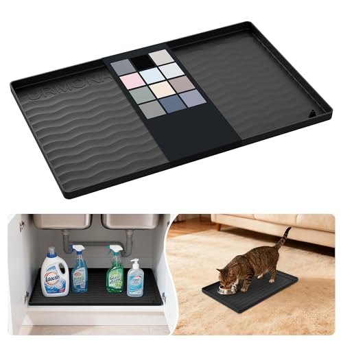 Waterproof Silicone Under Sink Mat 16'' x 10'' Shelf Liner for Kitchen and Bathroom (160 sq inch)