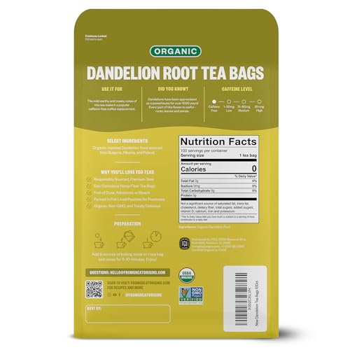 Organic Roasted Dandelion Root Tea (100 Count)