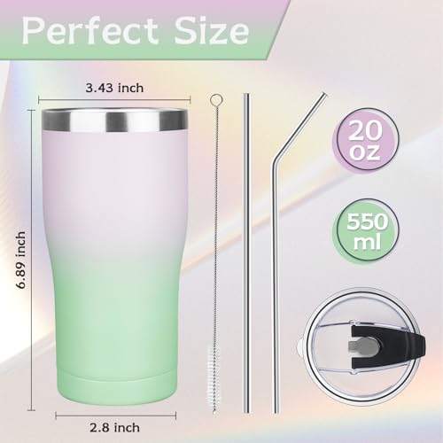 20oz Insulated Tumbler with Lid Straw Travel Coffee Mug Cup