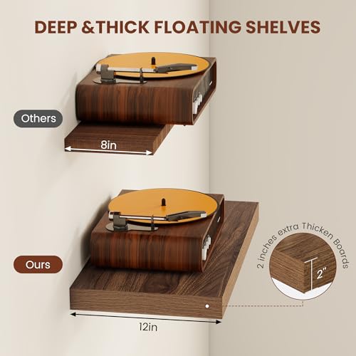 Deep Floating Shelves 48x12” Set of 2 (2 Count)