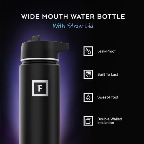 24 oz Wide Mouth Water Bottle with Straw
