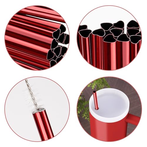 12” Heart Shaped Stainless Steel Straws Fit for Stanley Tumbler 40oz (10 Count)