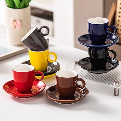2.5oz Espresso Cups with Saucers Set