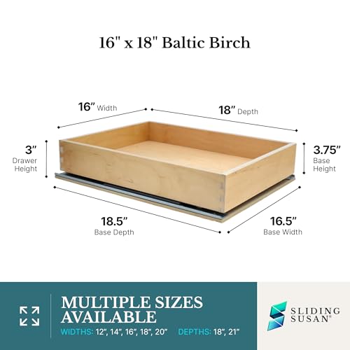 Pull Out Drawer for Cabinets 16" W x 18" D 9 Ply Baltic Birch