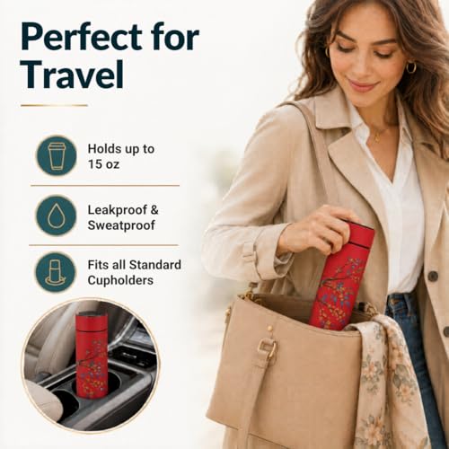 Tea Infuser for Loose Leaf Tea Smart Water Bottle with Fahrenheit Temperature Display