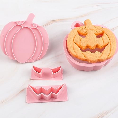 13Pcs Halloween Cookie Cutter Set Pumpkin Face Halloween Cookie Mold Biscuit Mold 3D Hollow Out Pumpkin Cake Baking Fondant Embosser Stamps Halloween Party DIY Cake Decorating Tools (13 Count)