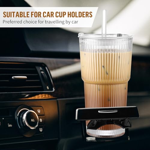 20 oz Glass Cups with Lid and Straw 4 Set (4 Count)