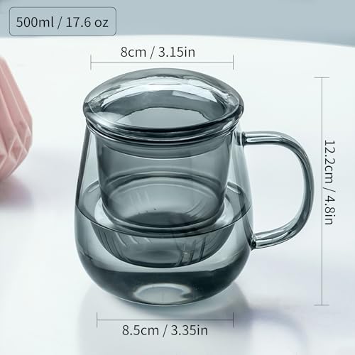 Glass Tea Cup with Infuser and Lid