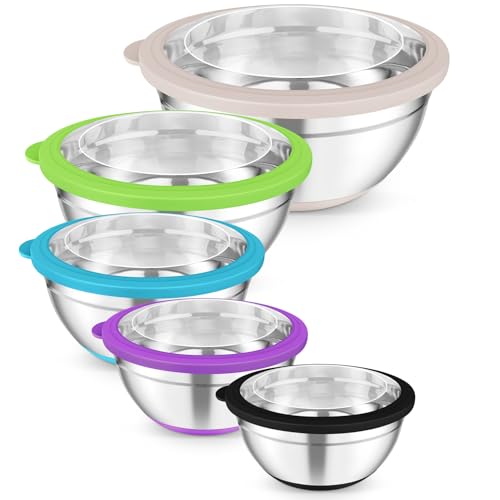 Mixing Bowls Salad Bowls with Transparent Airtight Lids (5 Count)