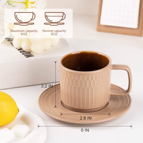 8oz Cappuccino Cups with Saucers Set of 4 (4 Count)