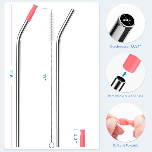 2 Pcs Stainless Steel Straw with Silicone Tips for 30 oz Stanley Tumbler