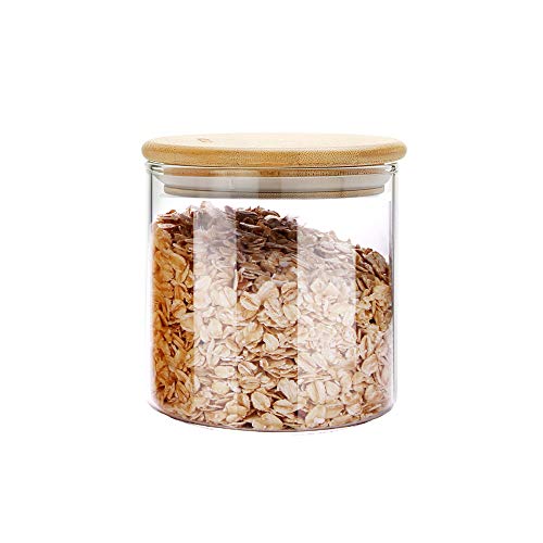 Glass Food Storage Containers Jar Seal Bamboo Lids 600ml Airtight Canister Organization Sets Stackable