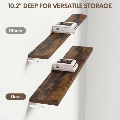 10 Inch Deep Floating Shelves 40” Set of 2 (2 Count)