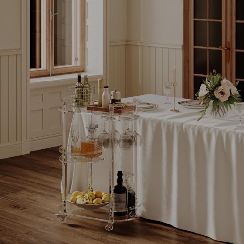 Acrylic Bar Cart with 4 Lockable Wheels