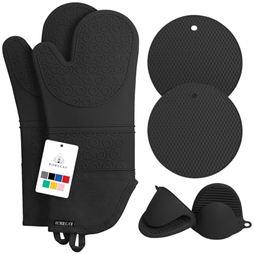 Silicone Oven Mitts and Pot Holders Sets