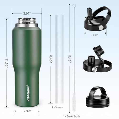 40 oz Insulated Water Bottle with Straw fit in Car Cup Holder