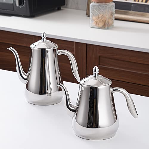 Stainless Steel Teapot with strainer Tea Pot With Removable Infuser or filter for Loose Leaf and Tea Bags cold water Pitcher Tea Maker Dishwasher Safe