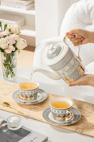 Personalized Architectural Ceramic Tea Cup and Saucer Set