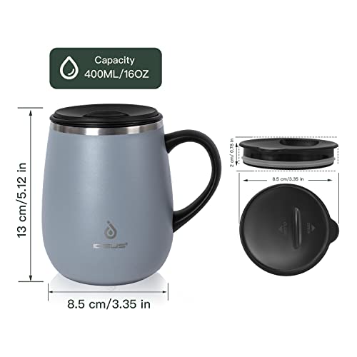 16 oz Insulated Coffee Mug with Handle and Lid