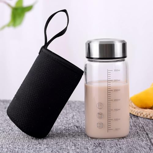 12Oz Small Glass Water Bottle with Lid and Sleeve