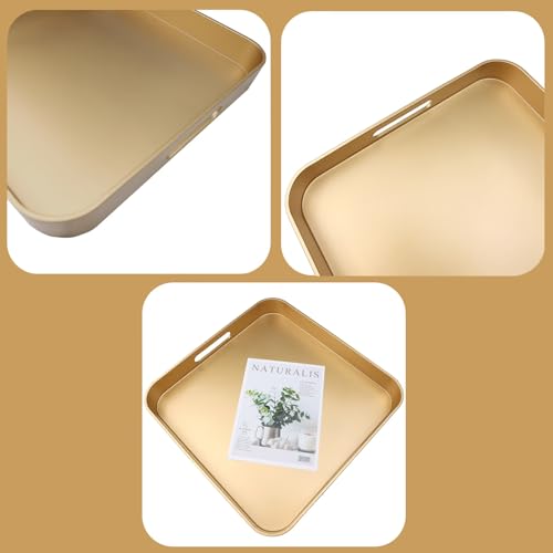 Gold Square Decorative Tray with Handles