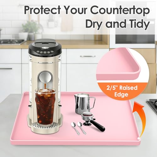 Silicone Coffee Maker Mat with Lip for Countertops