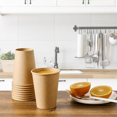 100 Pack 12 oz Kraft Paper Coffee Cups