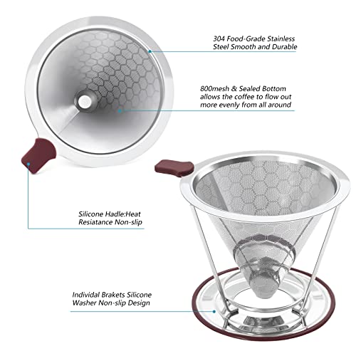 Pour Over Coffee Dripper Stainless Steel Coffee Filter Metal Cone Filter Paperless Reusable Single Cup Maker 1