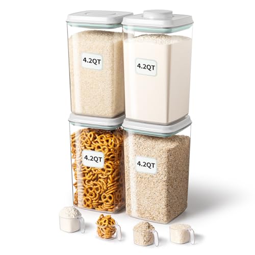 Airtight Food Storage Container with Pop Lid & 130ml Scoop (4 Count)