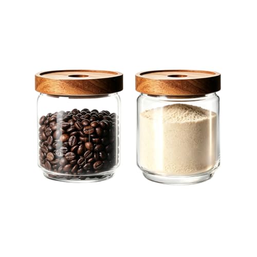 Glass Jars with Airtight Wood Lids (2 Count)