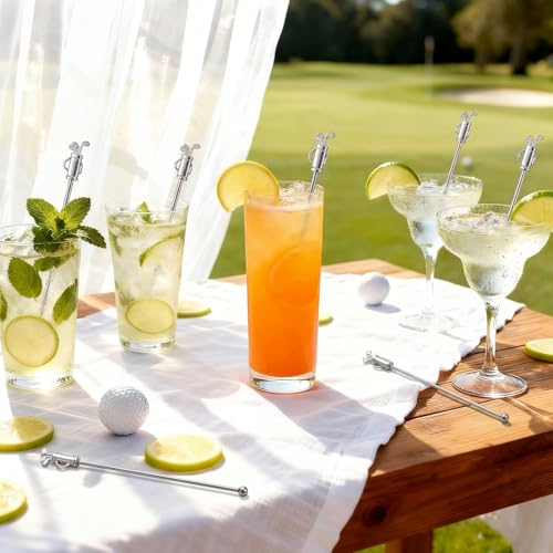 20 Pcs Metal Golf Cocktail Stirrers Swizzle Stir Sticks 7.87 Inch Reusable Drink Stirrer Sticks Party Decorations Party Clubhouse and Outing Decorations (20 Count)