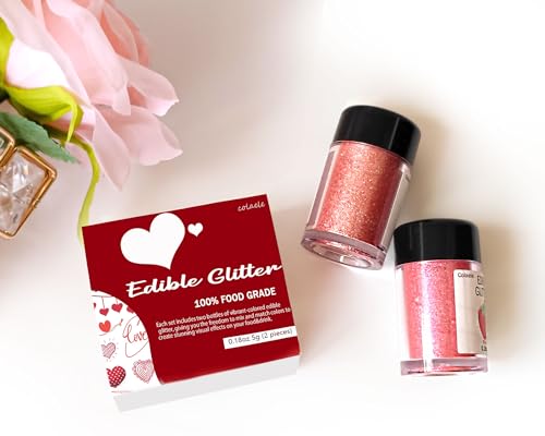 Red Pink Edible Glitter Glimmer Powder for Cakes Drinks