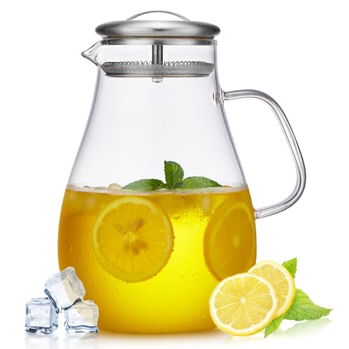 68OZ Glass Pitcher with Lid and Spout