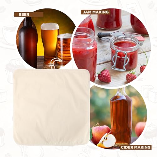 2 Pcs 20 x 20 Inch Large Reusable Cold Brew Coffee Bag Reusable Organic Cotton Cold Brew Filter Bags Washable Coffee Filter Pouch with Easy Open Drawstring Pitchers 5 Gallon Systems up to 5 LBS