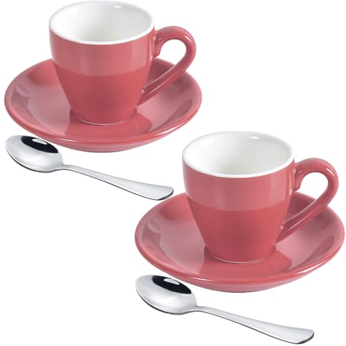 Porcelain Espresso Cup with Saucer And Stainless Steel mini Spoons (7 Count)