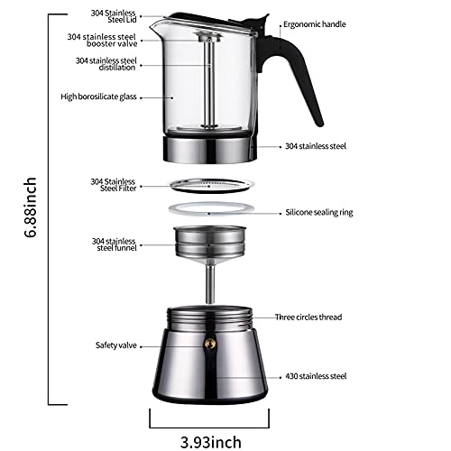 SIXAQUAE Moka Induction Stovetop Espresso Maker With Pressure valve