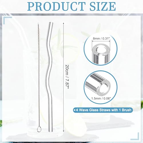 4 Pcs Reusable Glass Drinking Straws (4 Count)