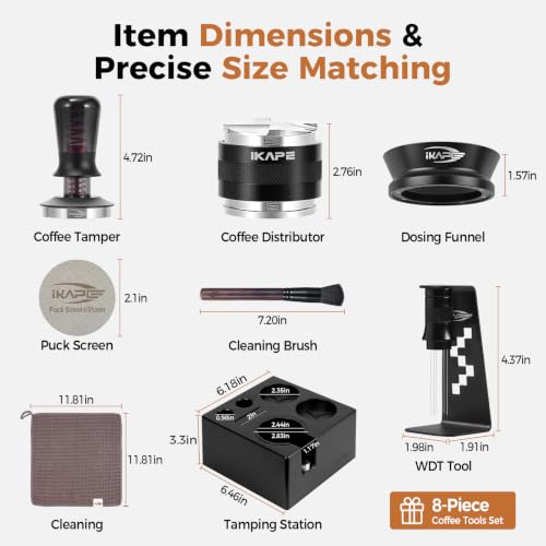 53MM Black Espresso Tool Set 8 IN 1
