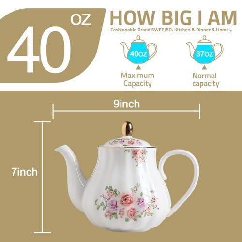 Sweejar 40FLOZ Royal Teapot with Infuser