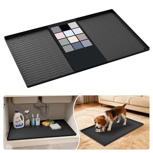 Waterproof Silicone Under Sink Mat 31'' x 19'' Shelf Liner for Kitchen and Bathroom (589 sq inch)